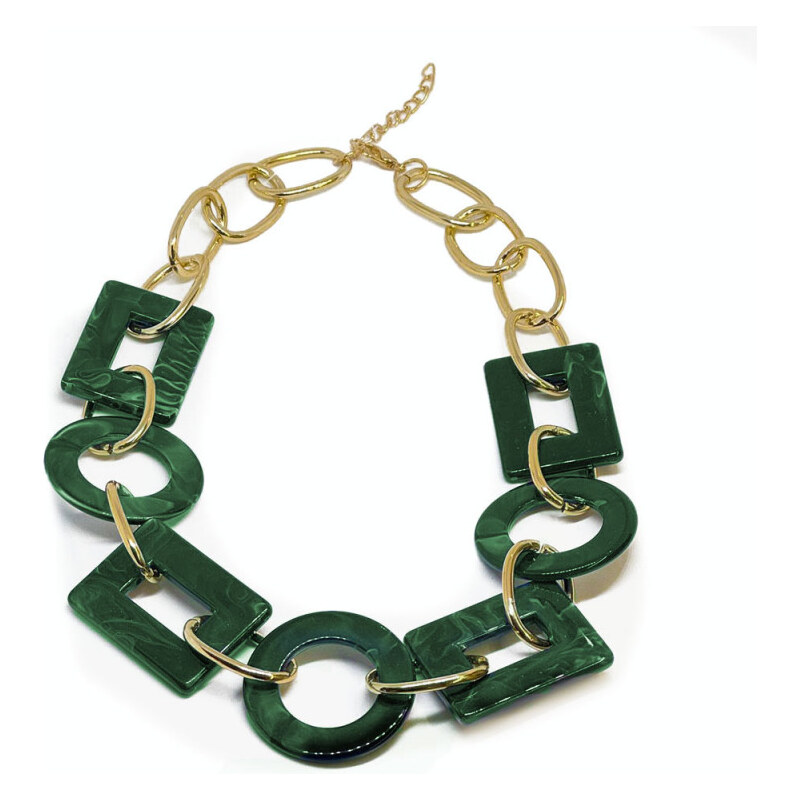 Lodestar Geometrický elegantný náhrdelník Zelený achát 65228227