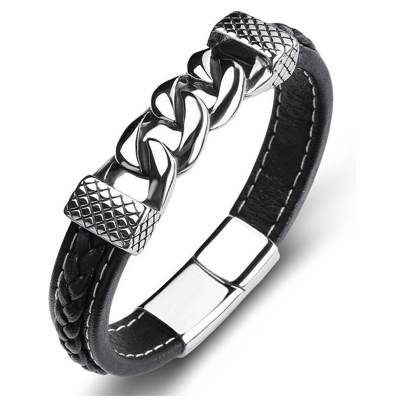 E-shop Impress Jewelry Pánsky prepletaný náramok Cuban čierny