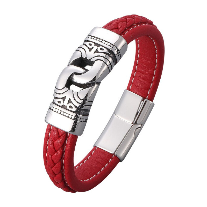 Impress Jewelry Pánsky oceľový prepletaný náramok The Chain Červený 65228220