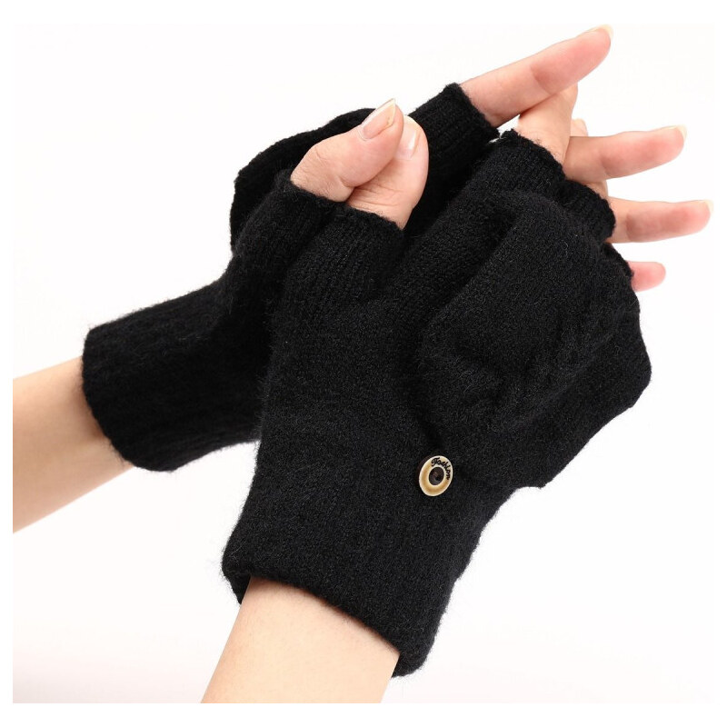 Lifestyle Dámske rukavice bez prstov s chlopňou Euloge Čierne 65228244