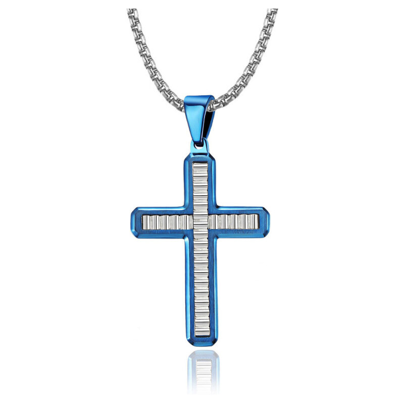 Impress Jewelry Prívesok z chirurgickej ocele Krížik Blessed - Modrý 65228235