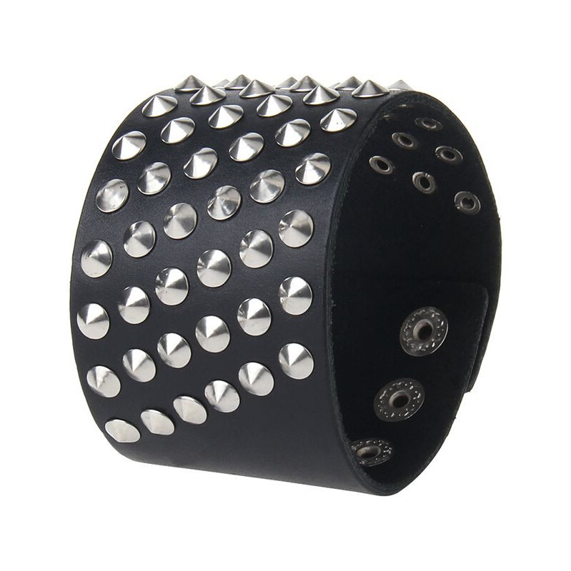 Lodestar Kožený náramok s nitmi Ugne 22 cm Čierny 65228268