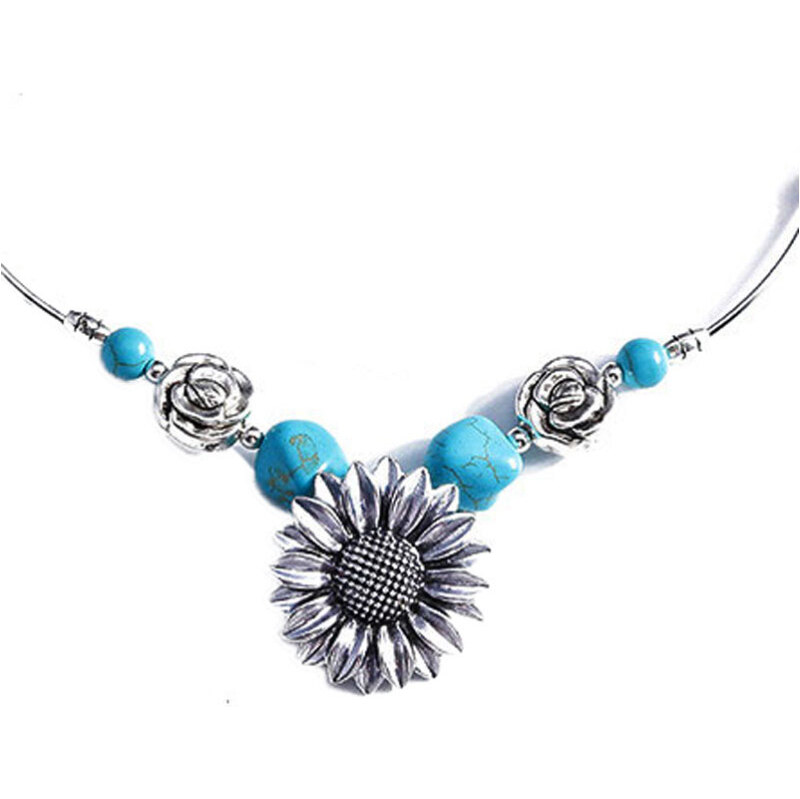 Lodestar Dámsky kvetinový náhrdelník Tyrkysový s ružami 65228305