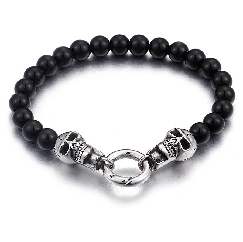 Lifestyle Pánsky korálkovo - oceľový náramok Lebky 65228302