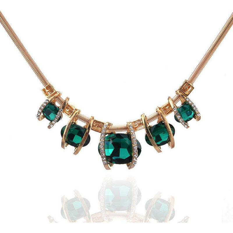 Lodestar Elegantný choker náhrdelník Royal stones zelený 65228347