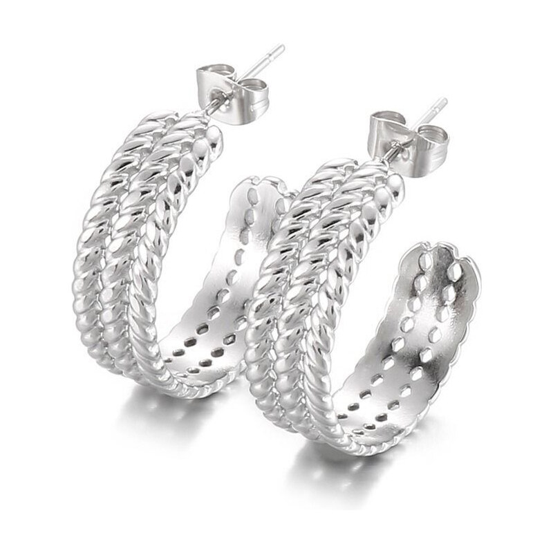 Impress Jewelry Oceľové Náušnice polkruhy Vangel Strieborné 65228340