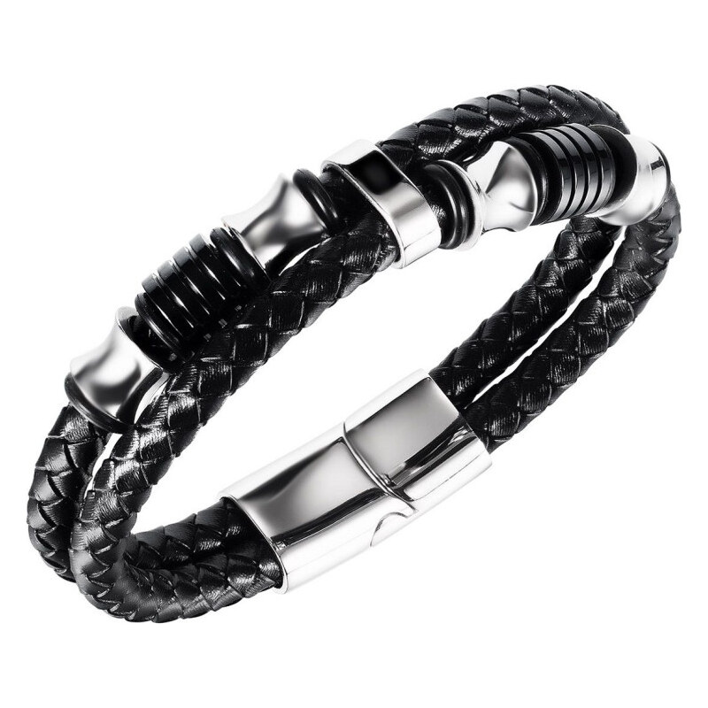 Titan Jewerly Pánsky oceľový prepletaný náramok Norris Čierno - 65228372