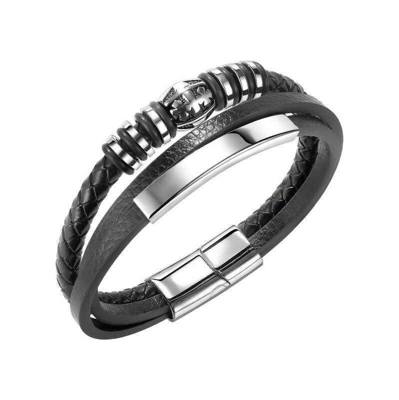 Titan Jewerly Pánsky oceľový náramok Multilayer Čierny 65228374