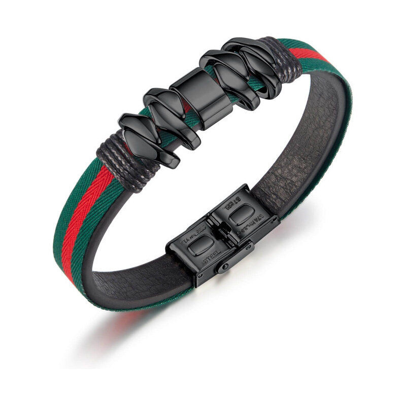 Titan Jewerly Pánsky oceľový náramok Retro Double Čierny 21 cm 65228376