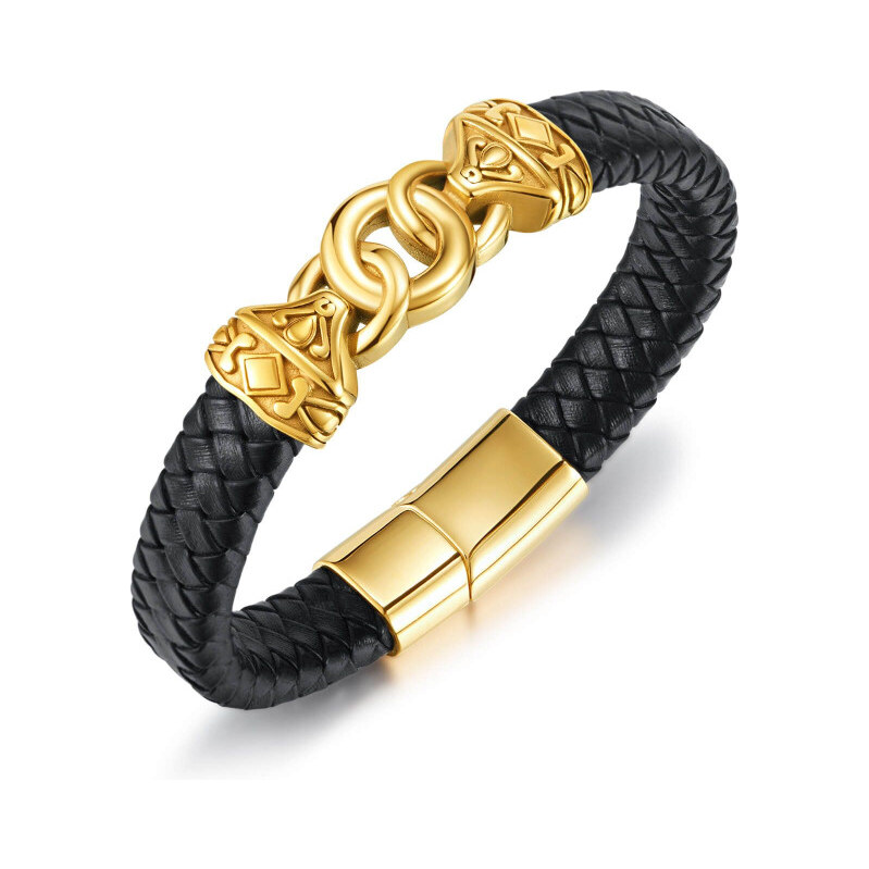 Titan Jewerly Pánsky oceľový prepletaný náramok Lourdes Zlatý 21cm 65228377