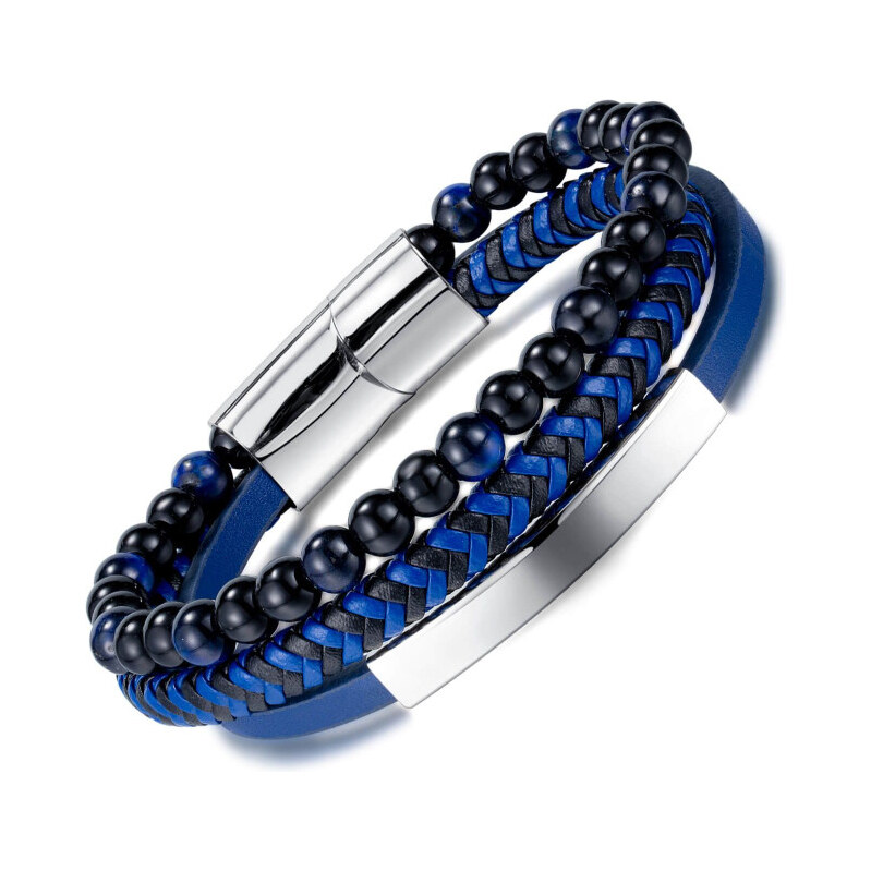Titan Jewerly Pánsky oceľový náramok Braided Modrý 65228383