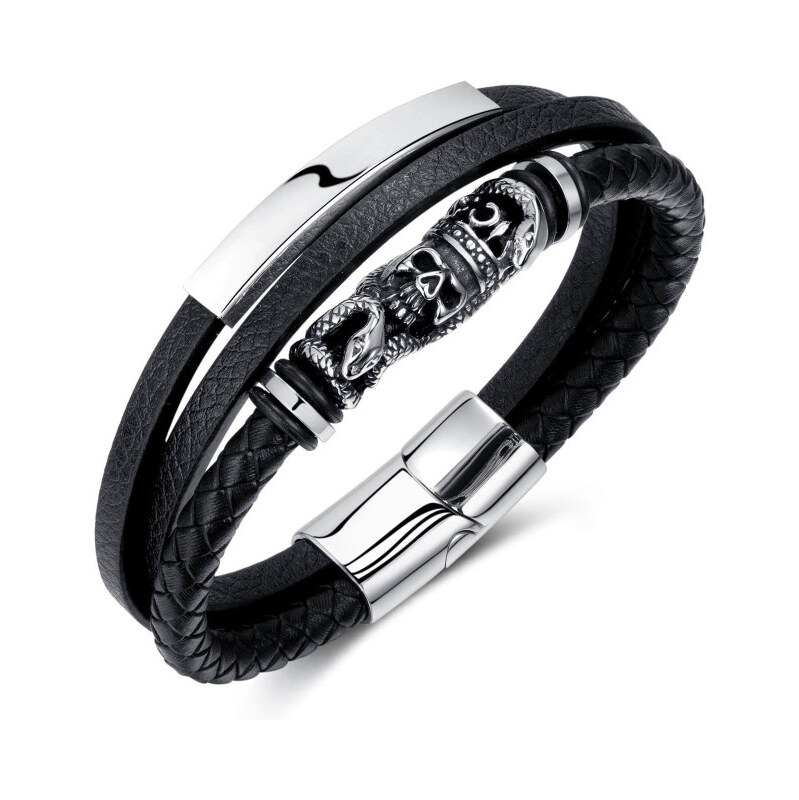 Titan Jewerly Pánsky oceľový náramok Snake Čierny 21cm 65228397