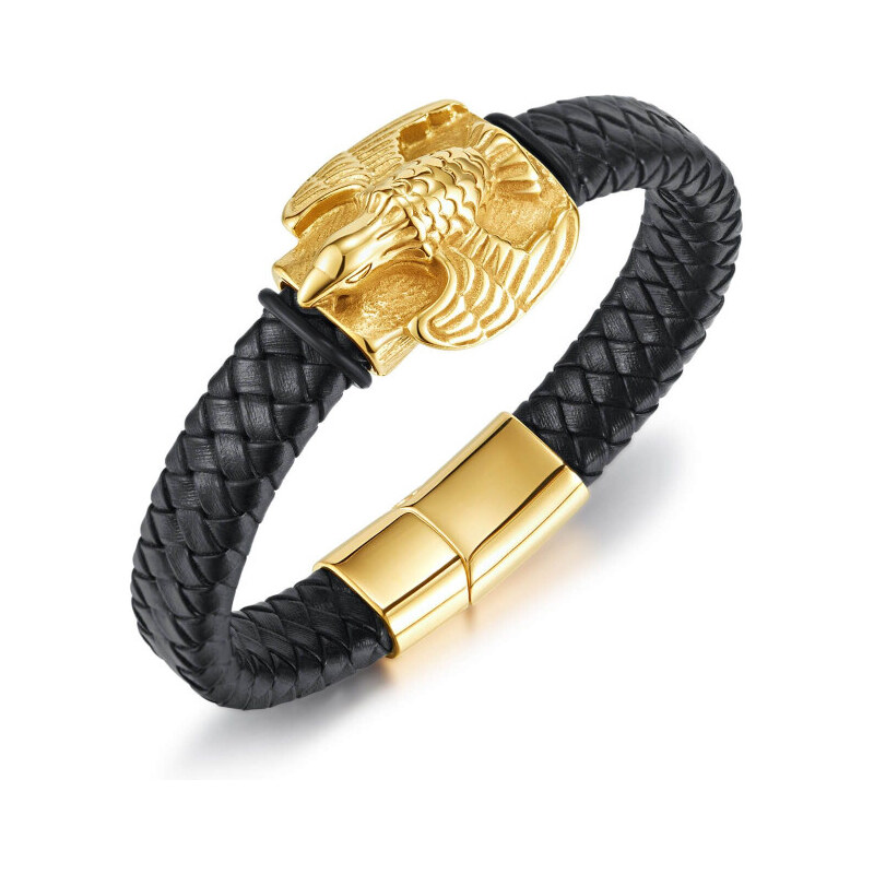 Titan Jewerly Pánsky oceľový prepletaný náramok Flying Eagle Zlatý 65228405