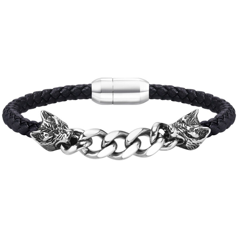 Titan Jewerly Pánsky oceľový prepletaný náramok Wolf Čierny 21cm 65228410