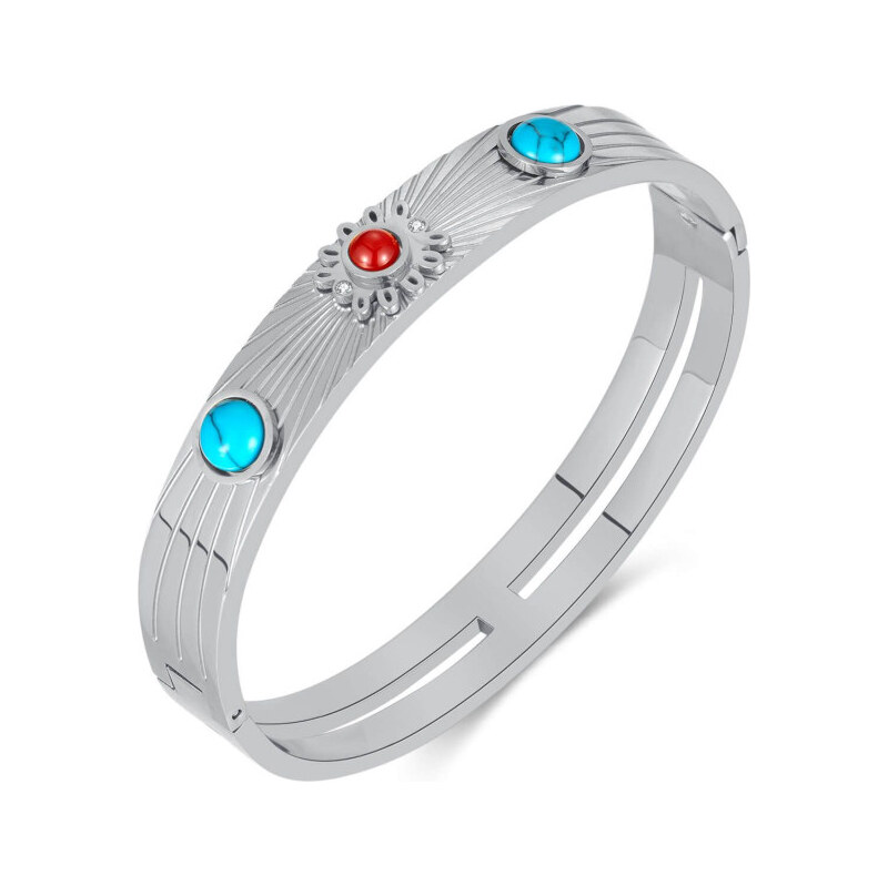 Titan Jewerly Dámsky pevný náramok s kamienkami Tudi Strieborný 17.5cm 65228414