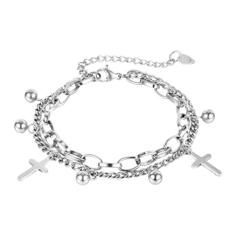 Titan Jewerly Dámsky oceľový náramok s príveskami Clotilde Strieborný 65228417