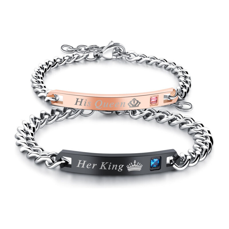 Titan Jewerly Náramky pre dvoch z chirurgickej ocele King and Queen 65228422