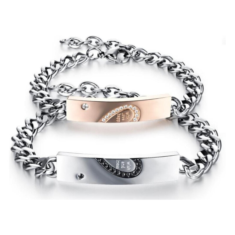 Titan Jewerly Náramky pre dvoch z chirurgickej ocele Heart Couple 65228423