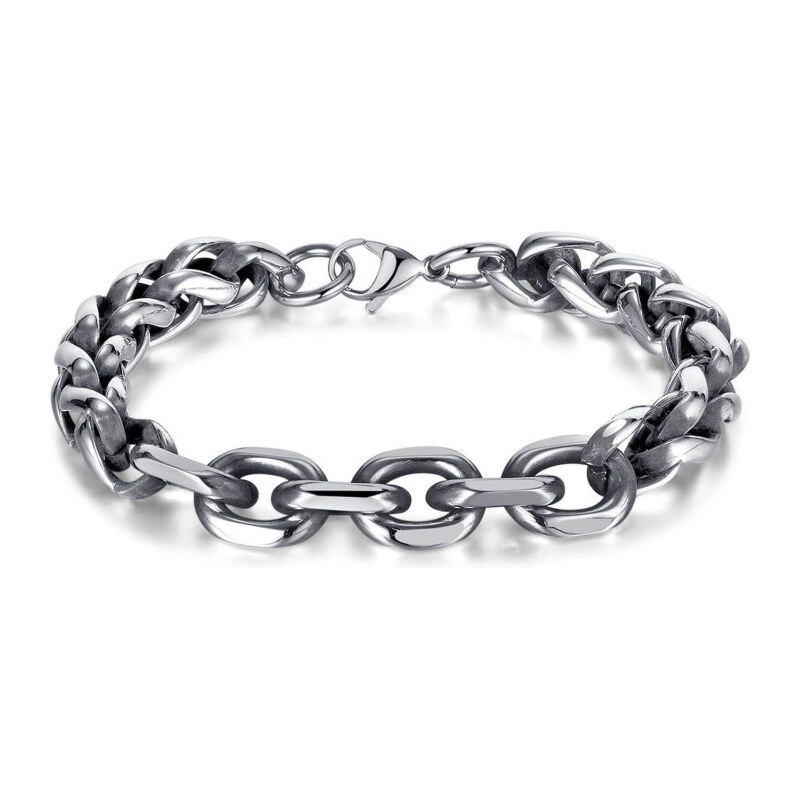 Impress Jewelry Náramok z chirurgickej ocele Punk Keel Strieborný 21cm 65228424