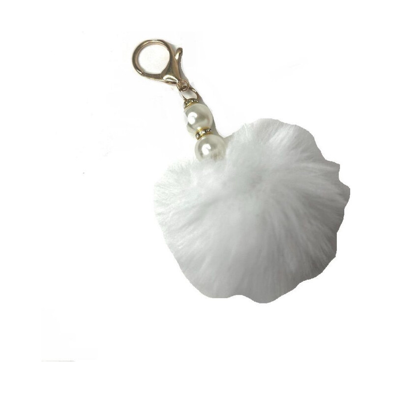 Lifestyle Prívesok na batoh Biela brmbolce s perličky 65228455