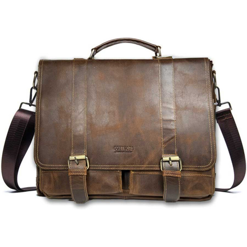 Contacts elegantná kožená taška Silvano Hnedá 9L 65228475