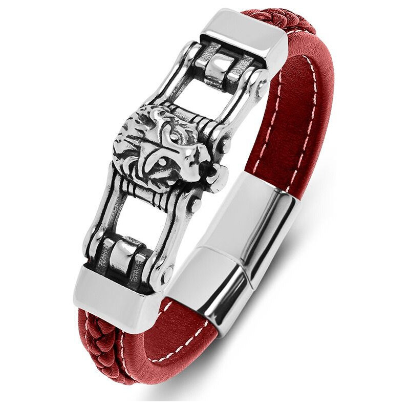 Impress Jewelry Pánsky oceľový náramok Lion King Červený 21.5cm 65228488