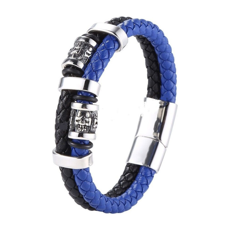 Impress Jewelry Pánsky splietaný oceľový náramok Skuul Etnic Modrý 65228490