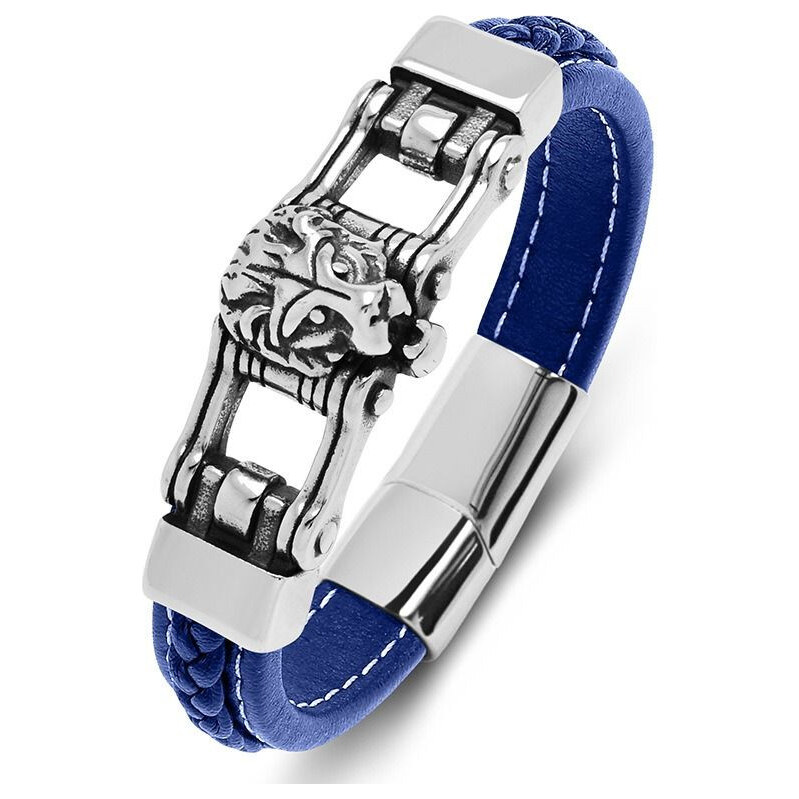 Impress Jewelry Pánsky oceľový náramok Lion King Modrý 21.5cm 65228487