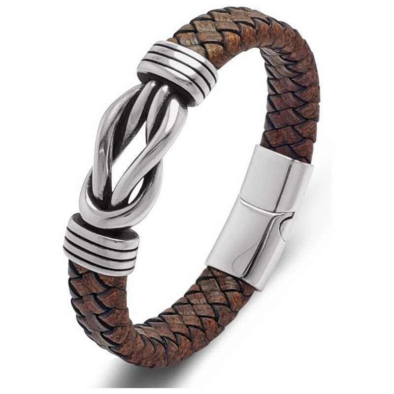 Titan Jewerly Pánsky oceľový prepletaný náramok Pontianus Hnedý 65228516