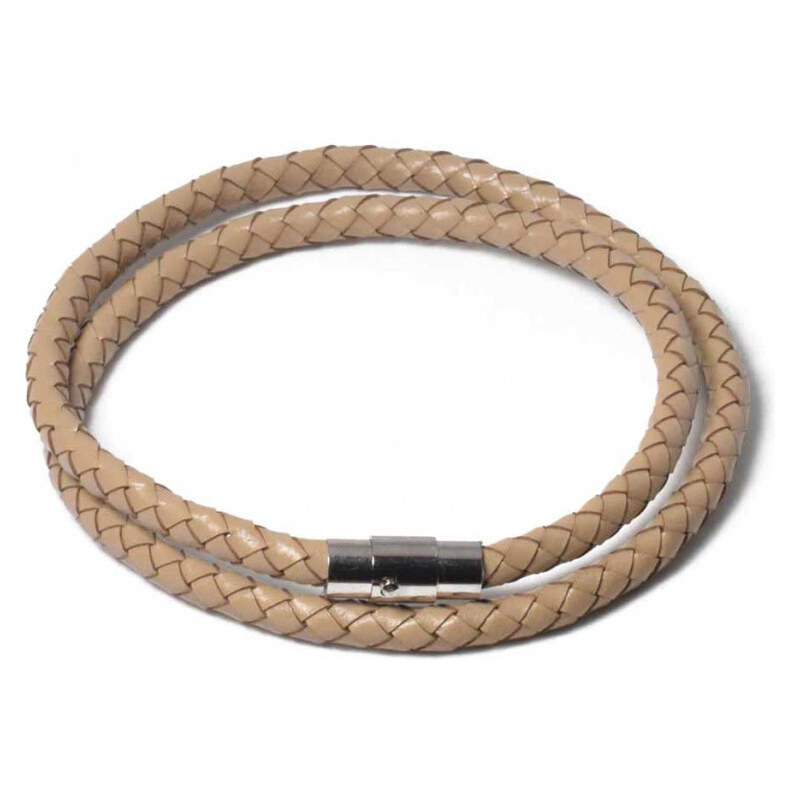 Lodestar Splietaný náhrdelník z pravej kože 6 mm Pieskový 65228556