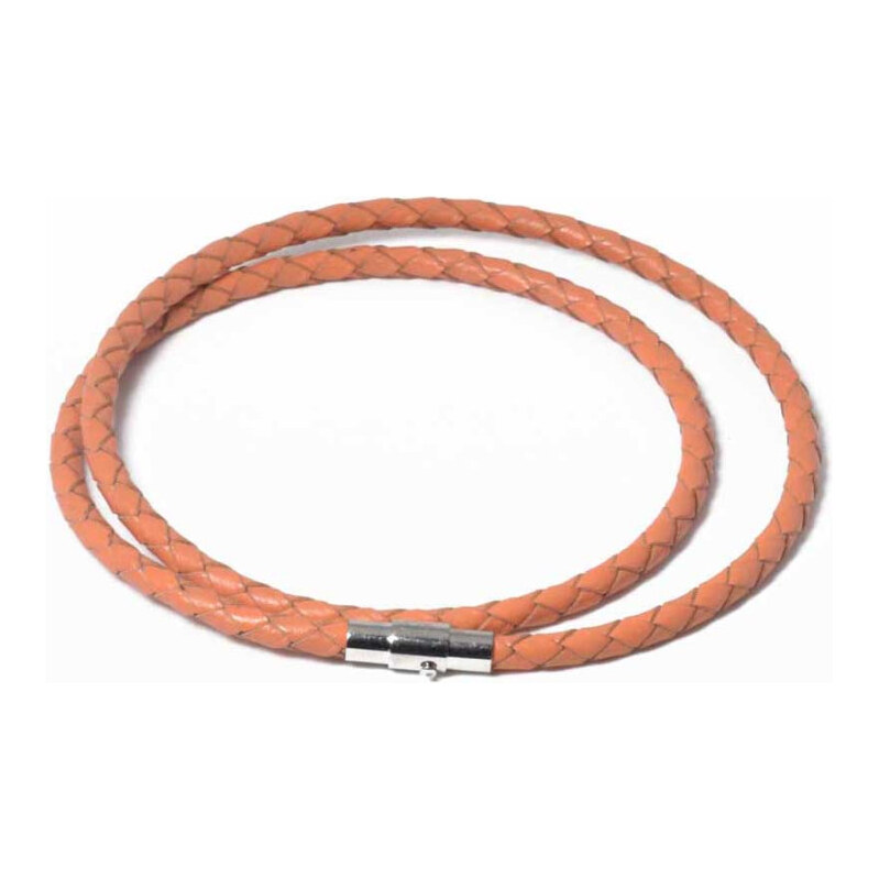 Lodestar Splietaný náhrdelník z pravej kože 4 mm Oranžový 65228559