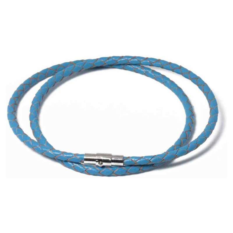 Lodestar Splietaný náhrdelník z pravej kože 4 mm Modrý 65228560
