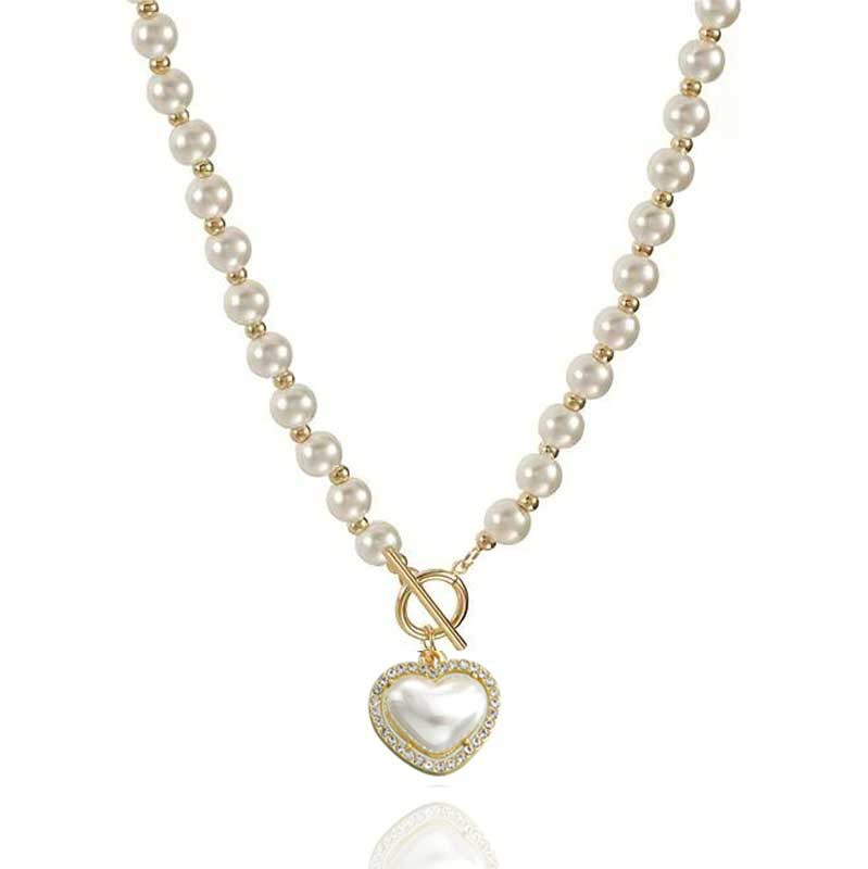 Lodestar Perlový choker náhrdelník so Srdiečkom a zirkónmi 65228606