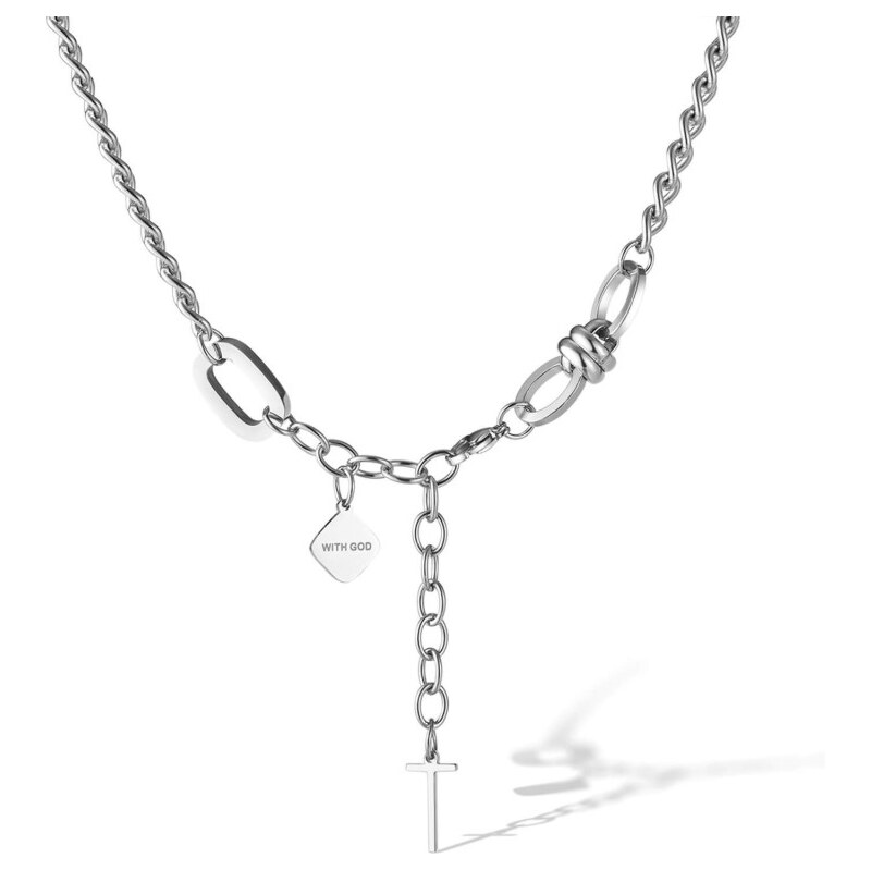 Impress Jewelry Dámsky Oceľový náhrdelník Niche Cross Strieborný 65228609