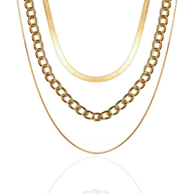 Lodestar Trojradový retiazkový náhrdelník Snake Zlatý 65228623