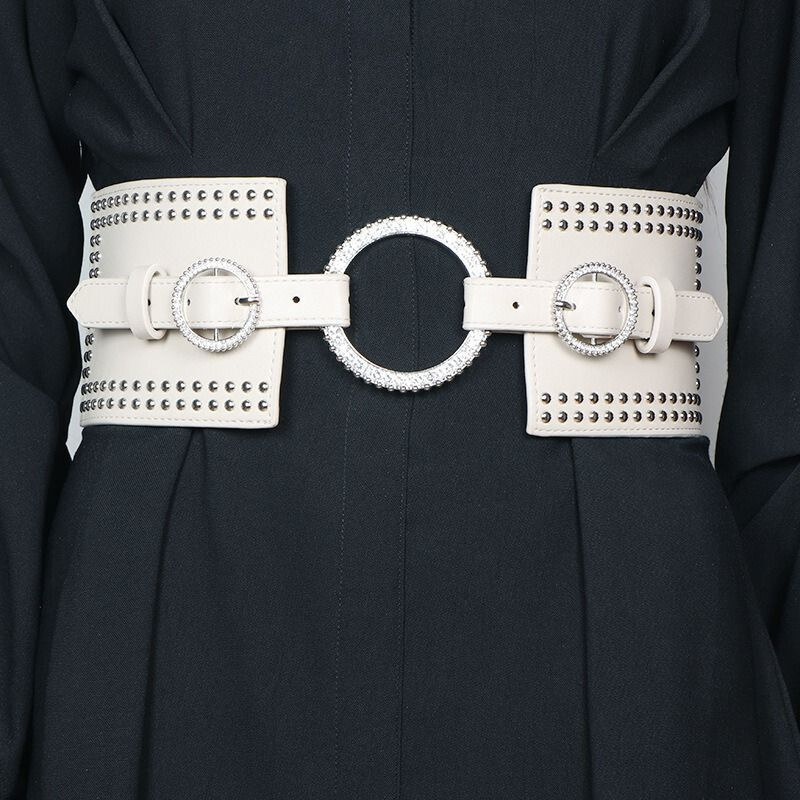 Lifestyle Dámsky široký korzetový opasok s kryštálmi Vaiki Béžový 65228742