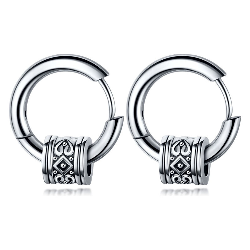 Impress Jewelry Oceľové náušnice kruhy s valčekom 17mm Etno Strieborné 65228748
