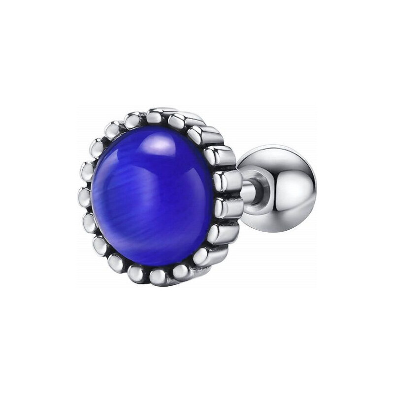 Impress Jewelry Oceľová šróbovacia náušnica Modrý opal 8mm Strieborná 65228762