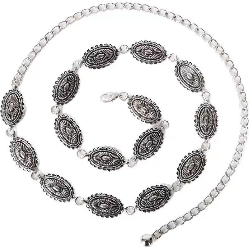 Lifestyle Ozdobný retiazkový kovový strieborný opasok Etno 65228795