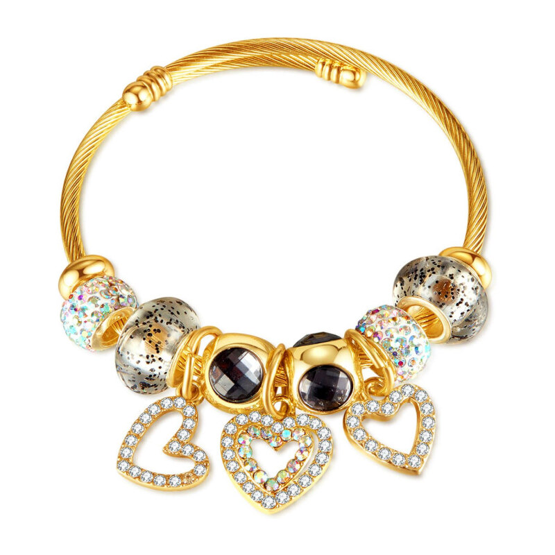 Titan Jewerly Dámsky pevný oceľový náramok s príveskami Love Charms 65228830