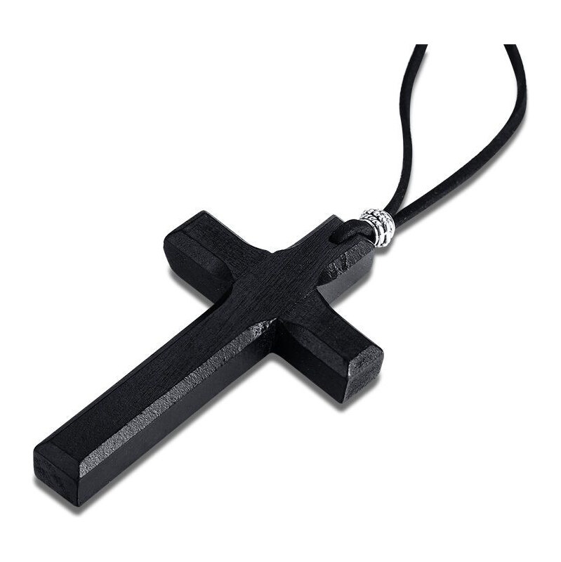 Impress Jewelry Drevený prívesok kríž čierny 8cm 65228911