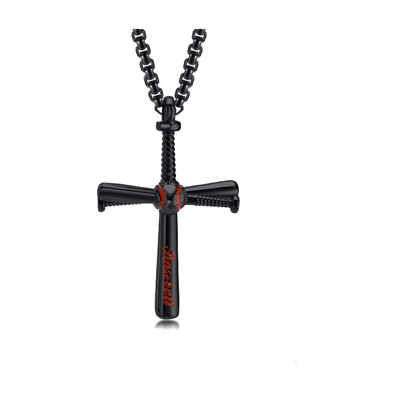 Impress Jewelry Prívesok z chirurgickej ocele čierny krížik Baseball 65228913