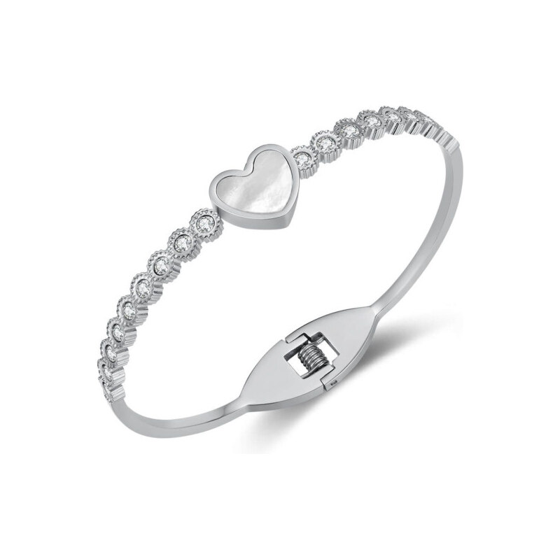 Titan Jewerly Dámsky oceľový pevný náramok s Holo srdiečkom strieborný 65228915