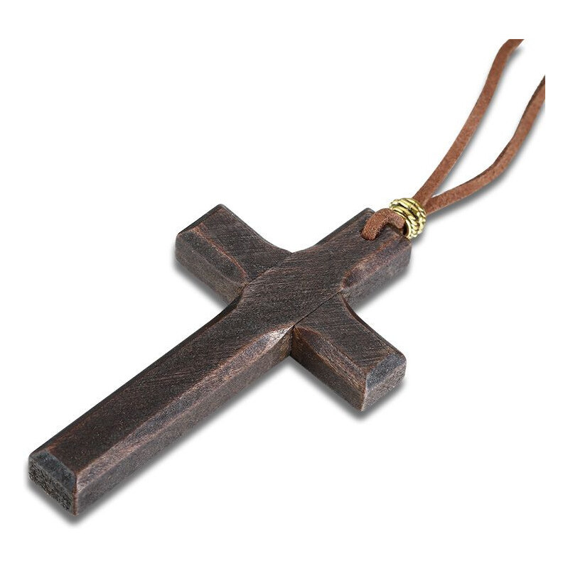 Impress Jewelry Drevený prívesok kríž hnedý 8cm 65228912