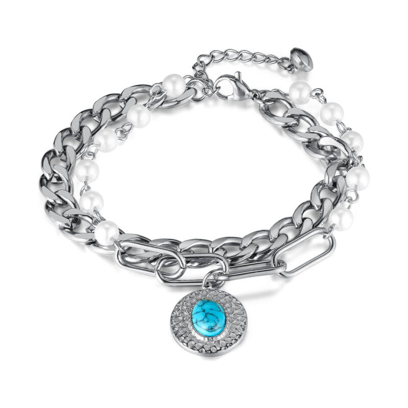 Impress Jewelry Dámsky Dvojitý náramok z nerezovej ocele s perličky 65228918