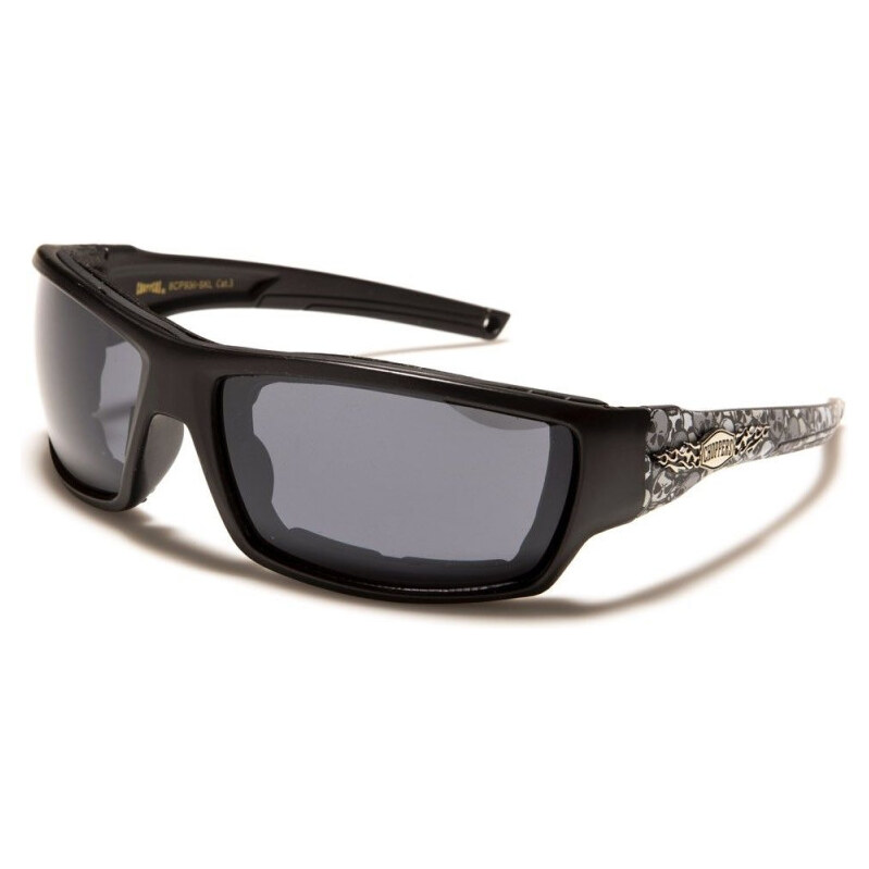 Olympic eyewear CHOPPERS Pánske Biker Slnečné okuliare s lebkou Čierne 65228938