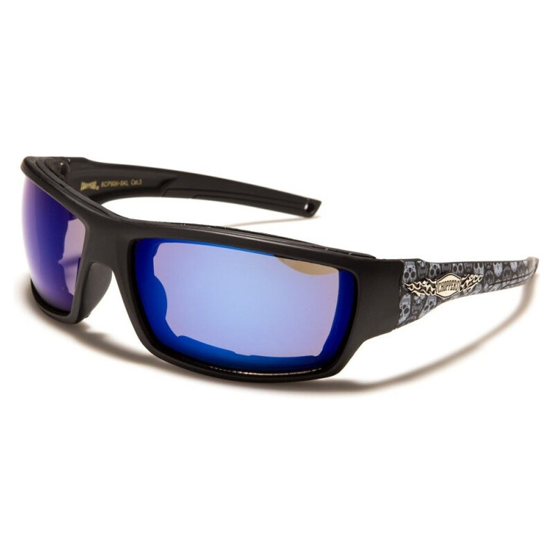 Olympic eyewear CHOPPERS Pánske Biker Slnečné okuliare s lebkou Modré 65228940
