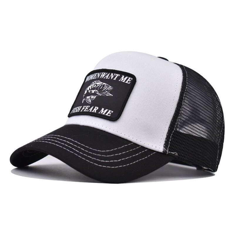 EDIKO Čiapka so šiltom Bavlnená Šiltovka FISH FEAR ME Biela 65228964