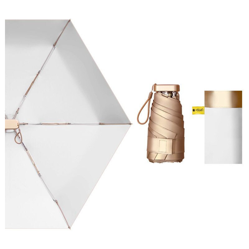 Shimia Skladací cestovný mini dáždnik Luxury Gold Biely 65228990