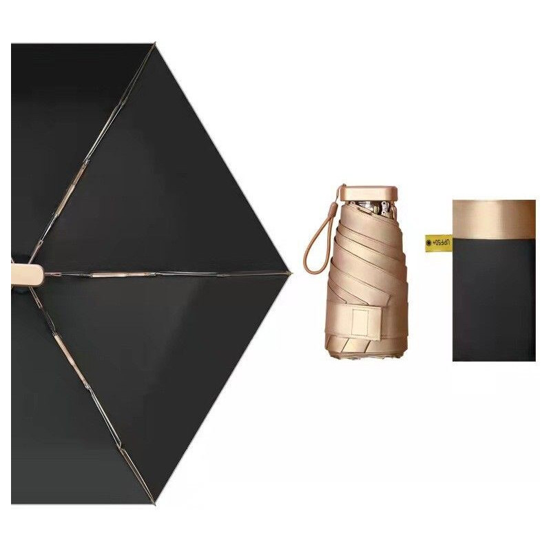 Shimia Skladacie cestovné mini dáždnik Luxury Gold Čierny 65228991